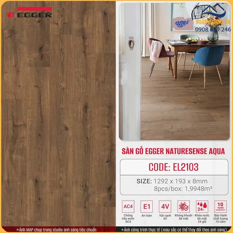 Sàn Gỗ Công Nghiệp Egger 8mm Aqua EL2103