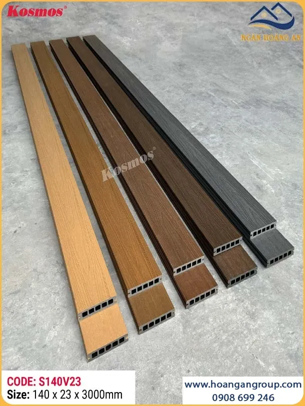 Sàn Gỗ Nhựa Lỗ Vuông 2 Da Ngoài Trời Kosmos S140V23 IPE
