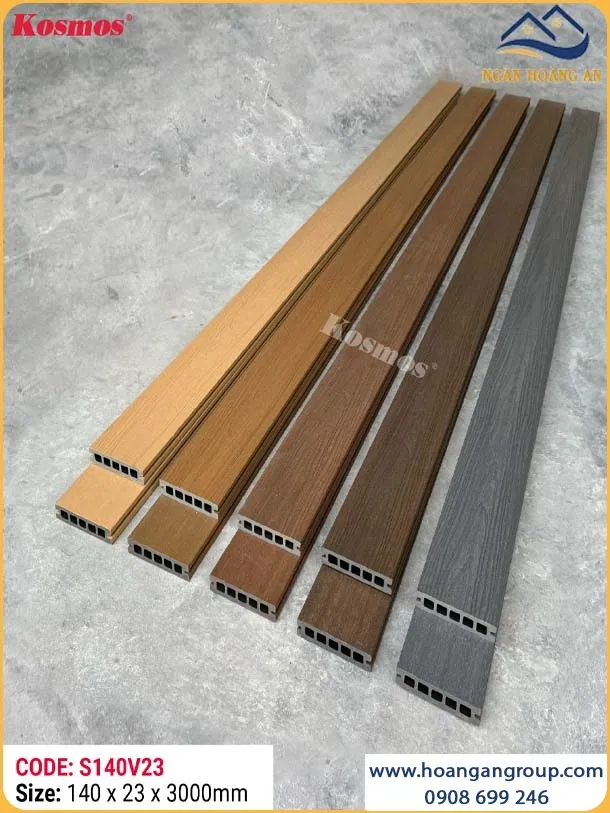 Sàn Gỗ Nhựa Lỗ Vuông 2 Da Ngoài Trời Kosmos S140V23 IPE