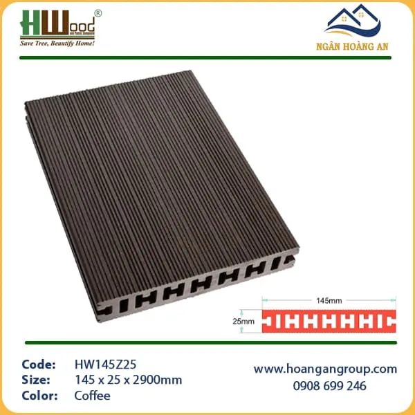 Sàn Gỗ Nhựa Ngoài Trời Hwood HW145Z25
