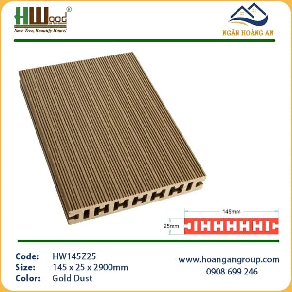 Sàn Gỗ Nhựa Ngoài Trời Hwood HW145Z25