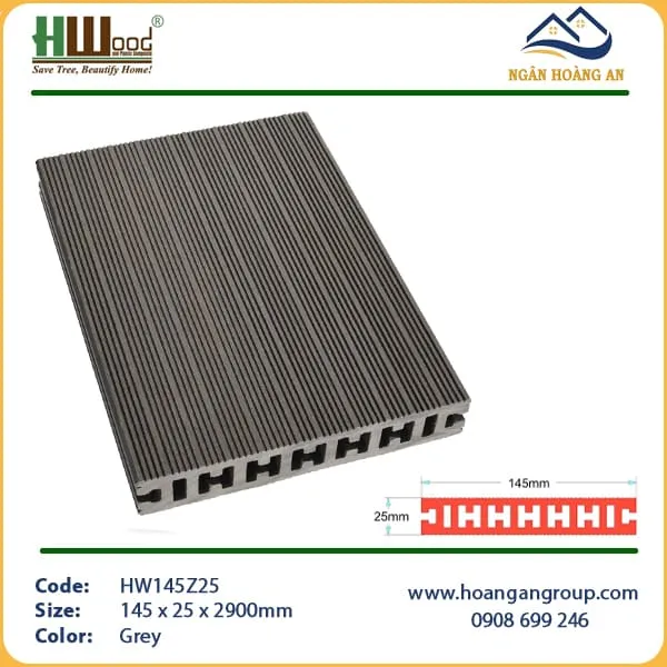 Sàn Gỗ Nhựa Ngoài Trời Hwood HW145Z25