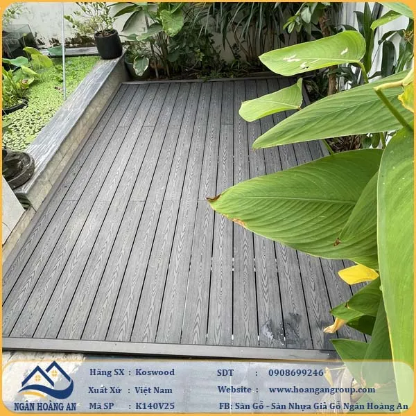 Sàn Gỗ Nhựa Ngoài Trời Kosmos K140V25 Dark Grey