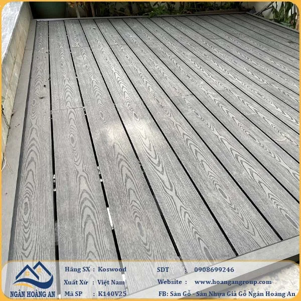 Sàn Gỗ Nhựa Ngoài Trời Kosmos K140V25 Dark Grey