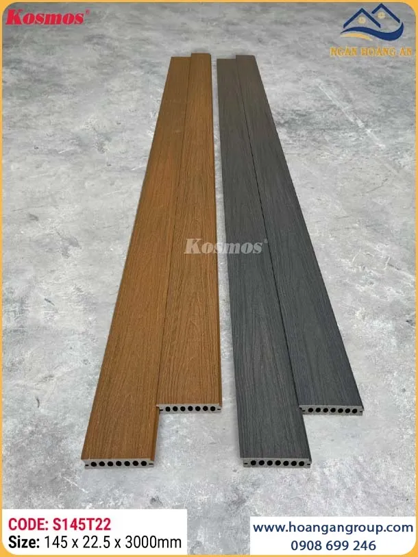 Sàn Gỗ Nhựa Lỗ Tròn 2 Lớp Phủ Polymer Kosmos S145T22 Silver Grey