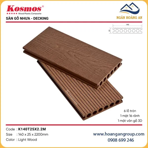 Sàn Gỗ Nhựa Ngoài Trời Kosmos K140T25