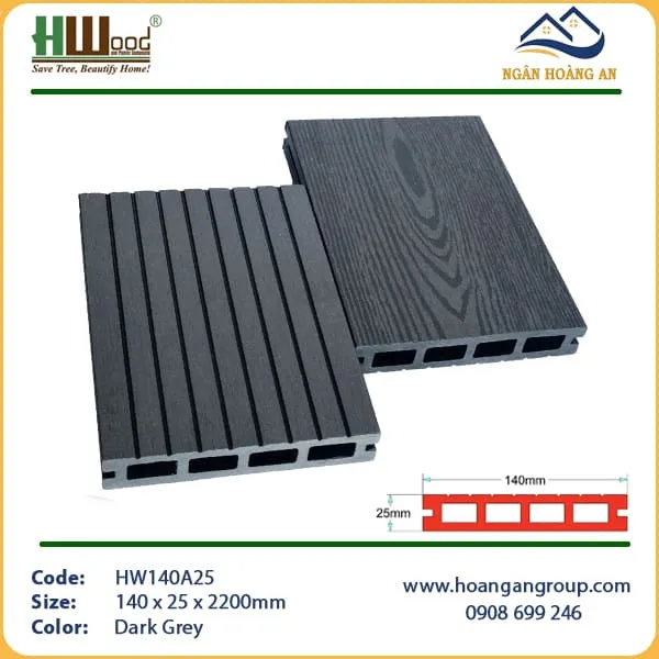 Sàn Gỗ Nhựa Ngoài Trời Lỗ Vuông Hwood HW140A25