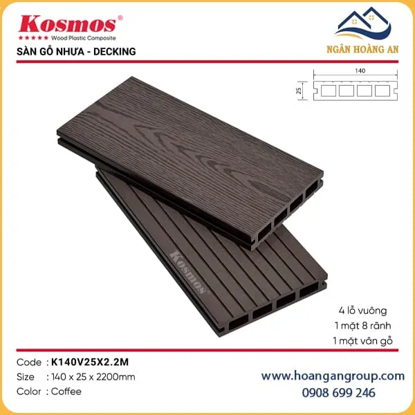 Sàn Gỗ Nhựa Ngoài Trời Kosmos K140V25