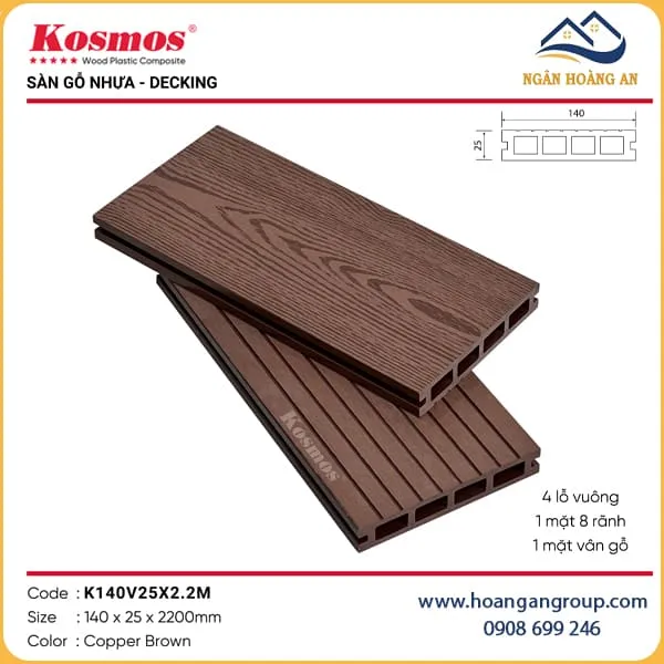Sàn Gỗ Nhựa Ngoài Trời Kosmos K140V25