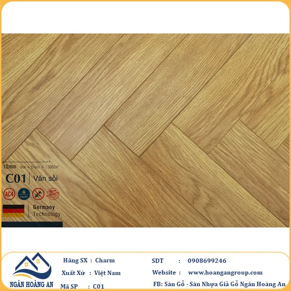 Sàn Gỗ Xương Cá Charm C01 Dày 12mm