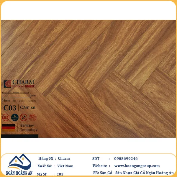 Sàn Gỗ Xương Cá Charm C03 Dày 12mm