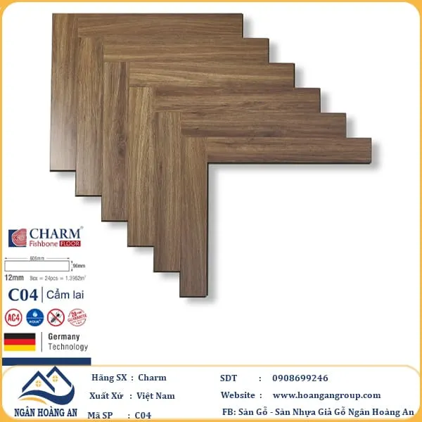 Sàn Gỗ Xương Cá Charm C04 Dày 12mm