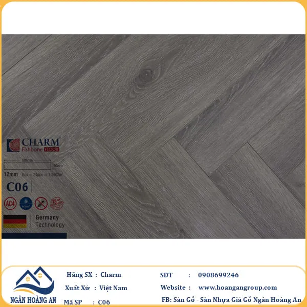 Sàn Gỗ Xương Cá Charm C06 Dày 12mm