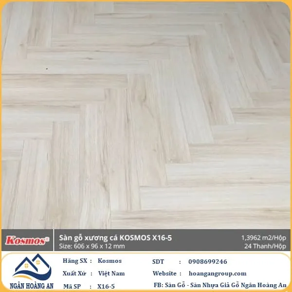 Sàn Gỗ Xương Cá Kosmos X16-5 12mm