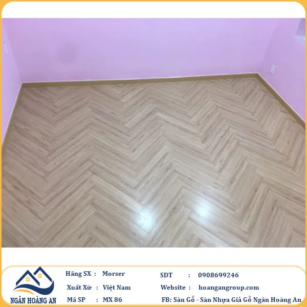 Sàn Gỗ Công Nghiệp Morser Xương Cá Cốt Xanh 8mm MX 86