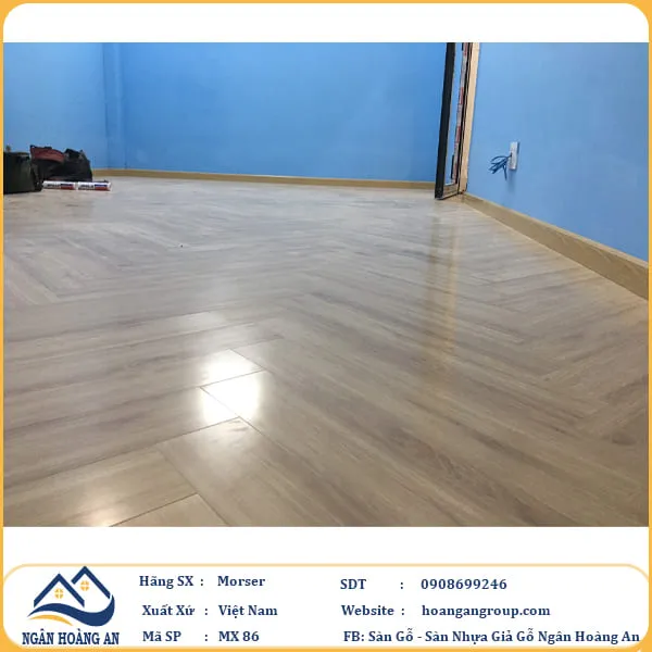 Sàn Gỗ Công Nghiệp Morser Xương Cá Cốt Xanh 8mm MX 86