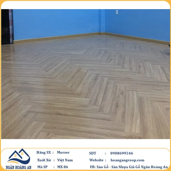 Sàn Gỗ Công Nghiệp Morser Xương Cá Cốt Xanh 8mm MX 86