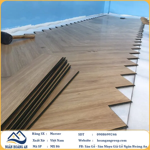 Sàn Gỗ Công Nghiệp Morser Xương Cá Cốt Xanh 8mm MX 86