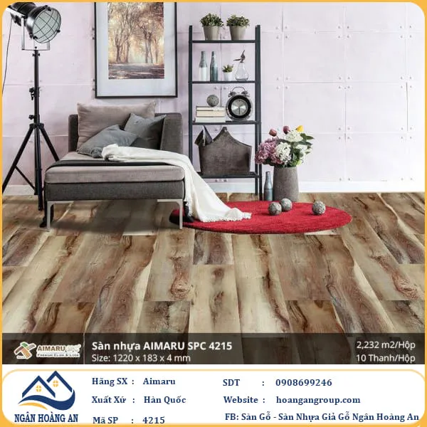 Sàn Nhựa Giả Gỗ Hèm Khóa 4mm Aimaru 4215