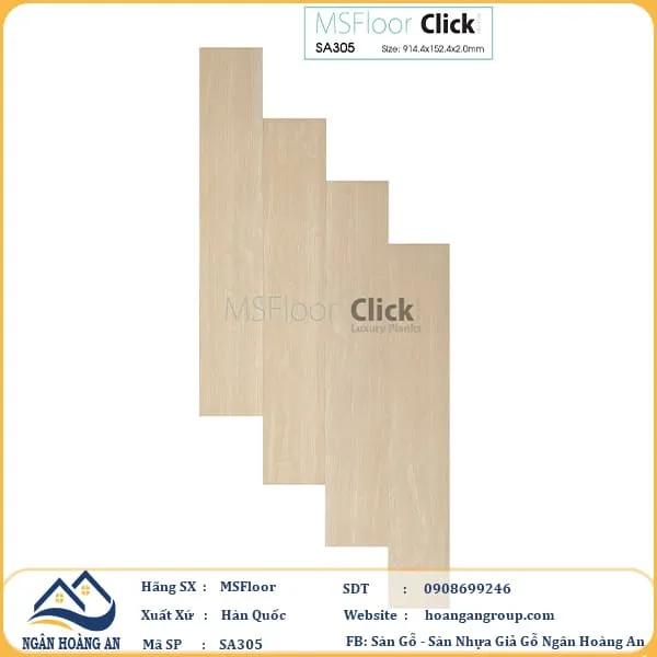 Sàn Nhựa Giả Gỗ Tự Dán MsFloor 2mm SA305