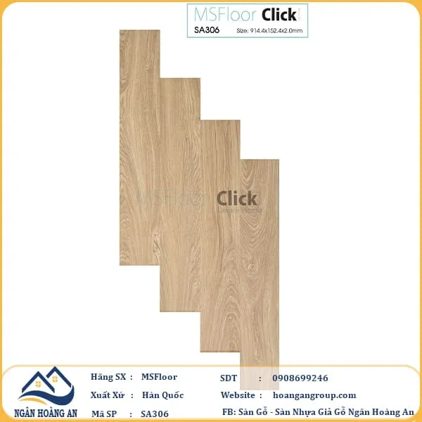 Sàn Nhựa Giả Gỗ Tự Dán MsFloor 2mm SA306