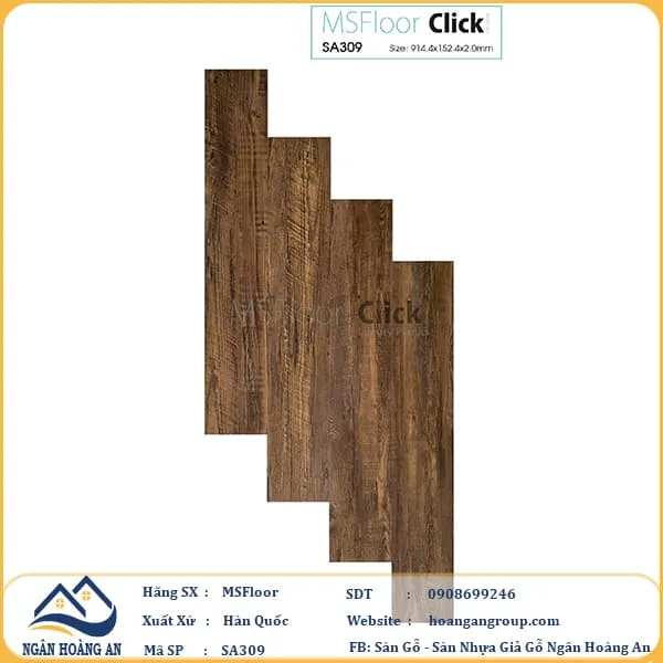Sàn Nhựa Giả Gỗ Tự Dán MsFloor 2mm SA309