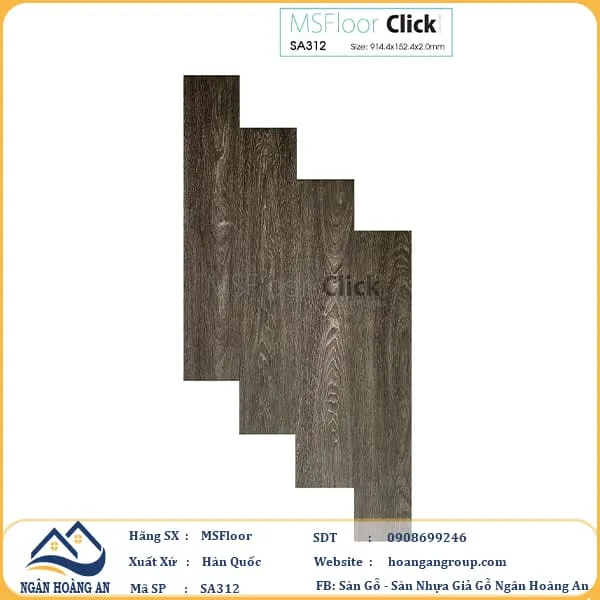  Sàn Nhựa Giả Gỗ Tự Dán MsFloor 2mm SA312