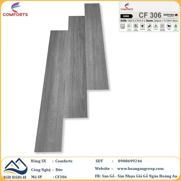 Sàn Nhựa Dán Keo Giả Vân Gỗ Comforts 3mm CF306
