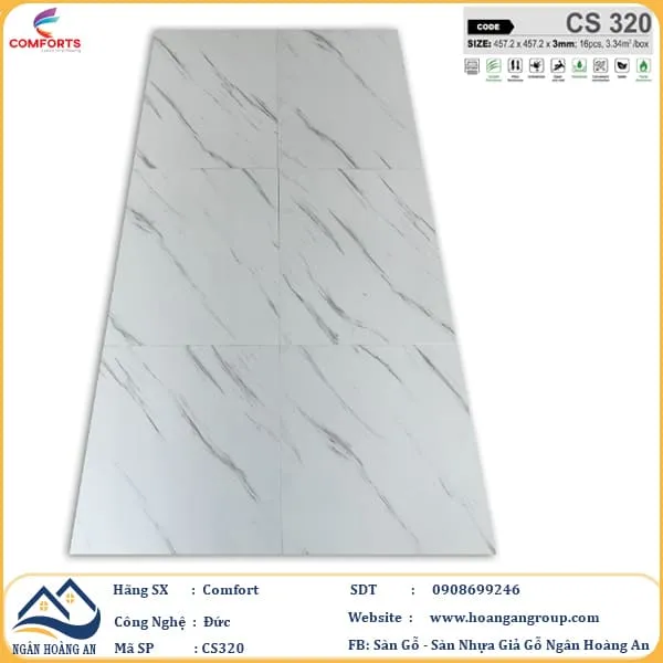 Sàn Nhựa Dán Keo Giả Vân Đá Comforts 3mm CS320