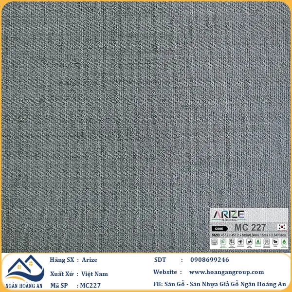 Sàn Nhựa Dán Keo Giả Vân Thảm Arize 3mm MC227