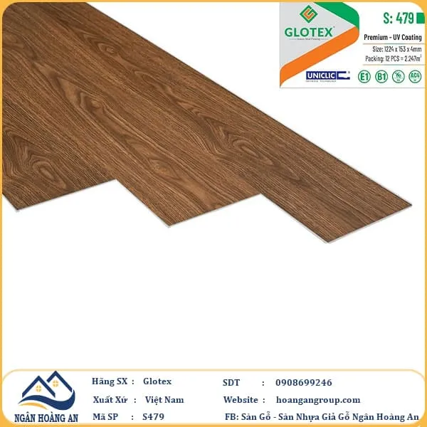 Sàn Nhựa Giả Gỗ Hèm Khóa Glotex 479 Sàn Nhựa Giả Gỗ Hèm Khóa Glotex 479