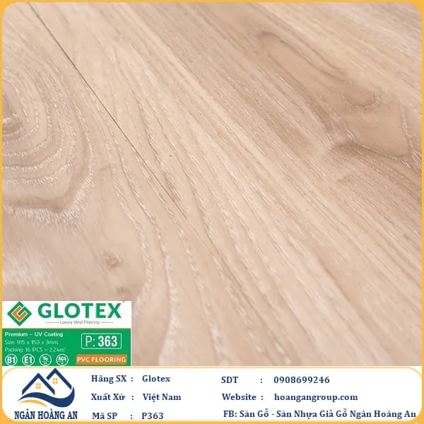 Sàn Nhựa Giả Gỗ Dán Keo Glotex P363