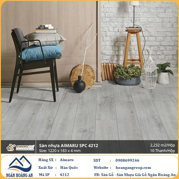 Sàn Nhựa Giả Gỗ Hèm Khóa 4mm Aimaru 4212