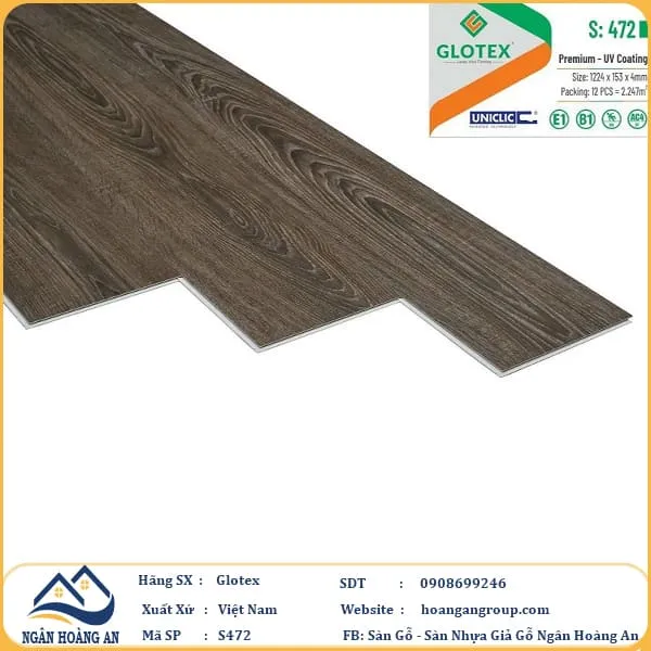 Sàn Nhựa Giả Gỗ Hèm Khóa Glotex S472