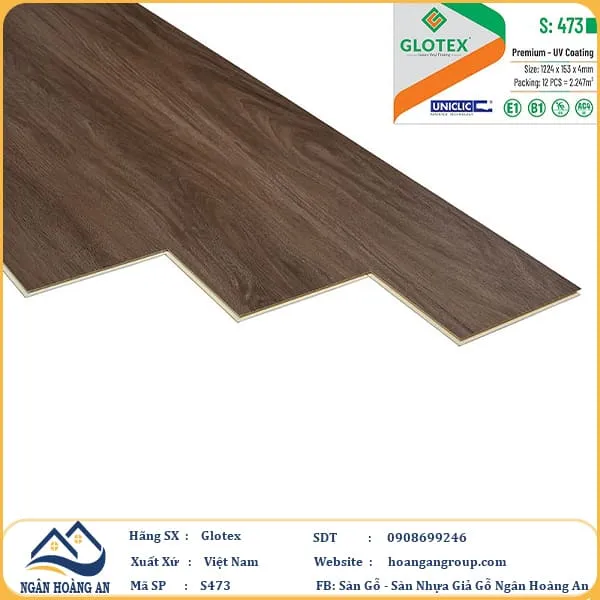 Sàn Nhựa Giả Gỗ Hèm Khóa Glotex 473