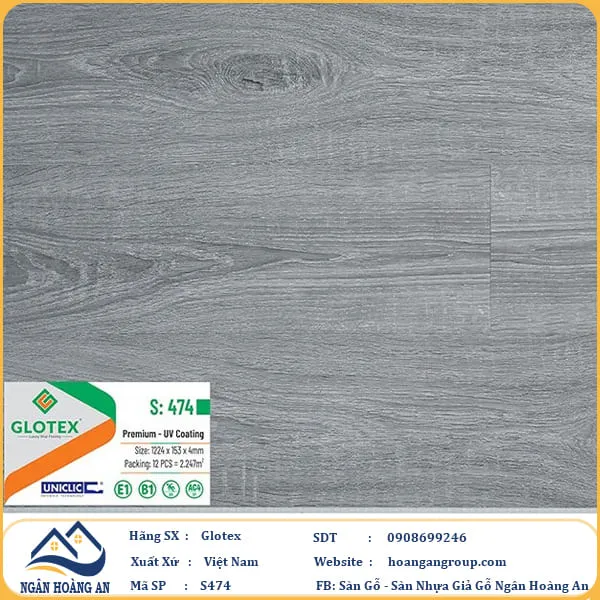 Sàn Nhựa Giả Gỗ Hèm Khóa Glotex 474
