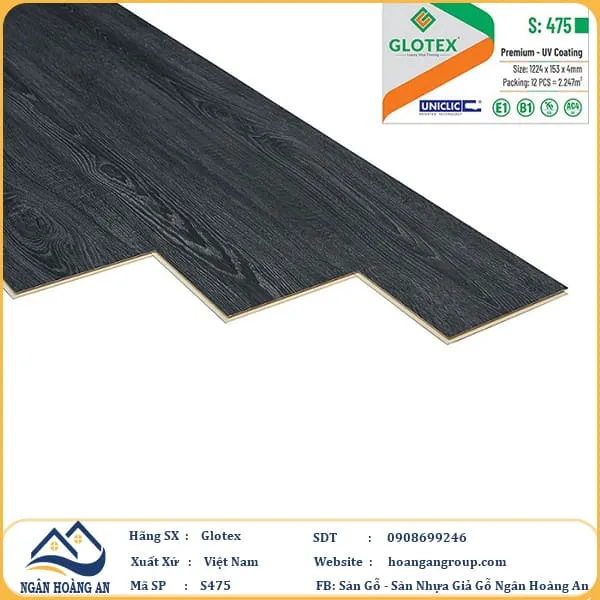 Sàn Nhựa Giả Gỗ Hèm Khóa Glotex 475 Sàn Nhựa Giả Gỗ Hèm Khóa Glotex 475