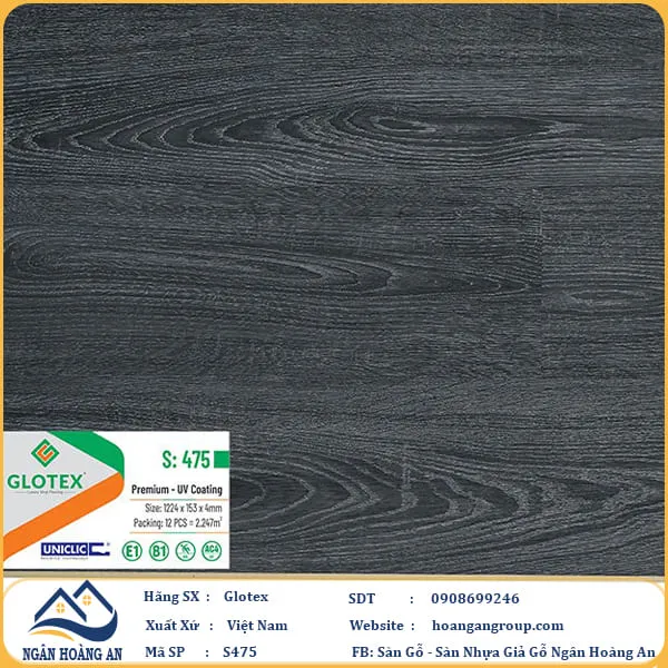 Sàn Nhựa Giả Gỗ Hèm Khóa Glotex 475
