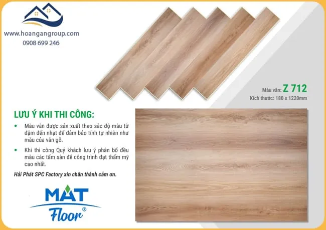 Sàn Nhựa Giả Gỗ Hèm Khóa MAT Floor Z-712 Dày 4mm