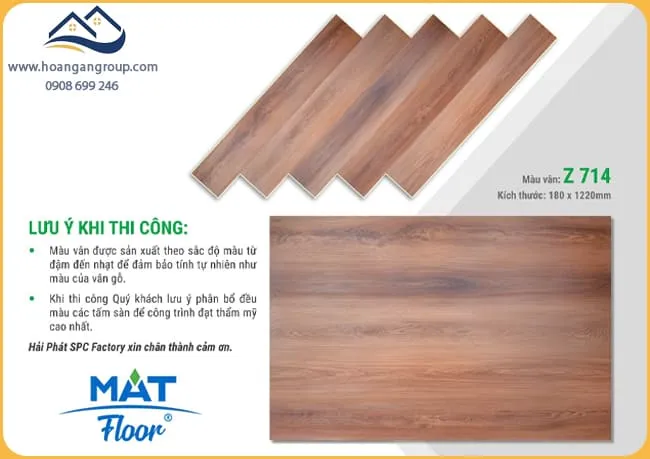 Sàn Nhựa Giả Gỗ Hèm Khóa MAT Floor Z-714 Dày 4mm