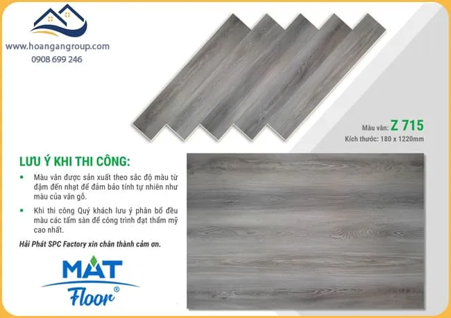 Sàn Nhựa Giả Gỗ Hèm Khóa MAT Floor Z-715 Dày 4mm