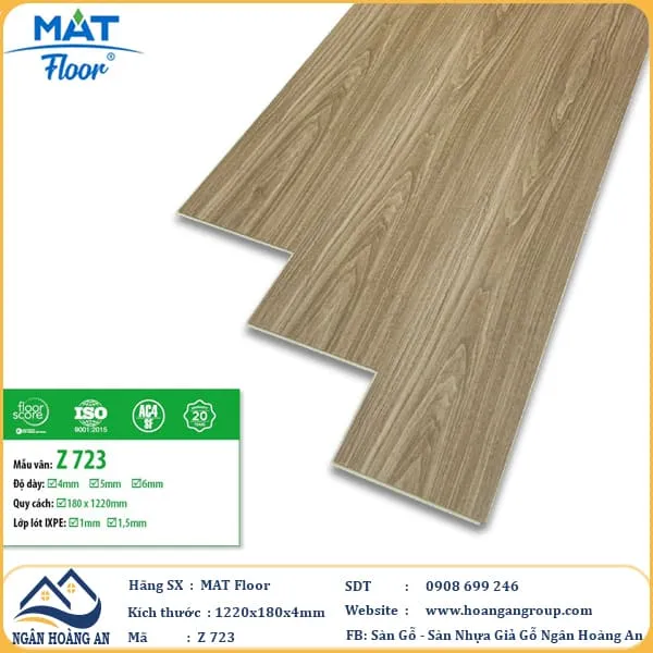 Sàn Nhựa Giả Gỗ Hèm Khóa MAT Floor Z-723 Dày 4mm