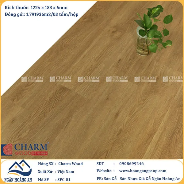 Sàn Nhựa Giả Gỗ Hèm Khóa Charm Wood SPC01
