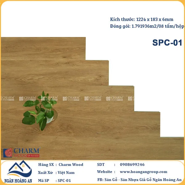 Sàn Nhựa Giả Gỗ Hèm Khóa Charm Wood SPC01 Sàn Nhựa Giả Gỗ Hèm Khóa Charm Wood SPC01