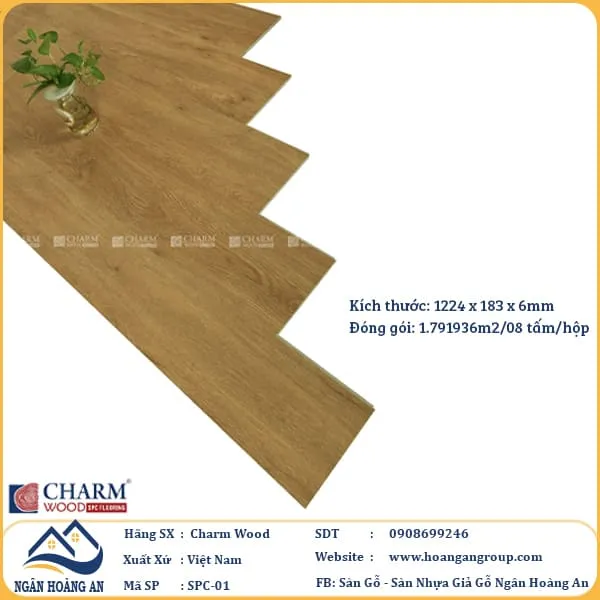Sàn Nhựa Giả Gỗ Hèm Khóa Charm Wood SPC01