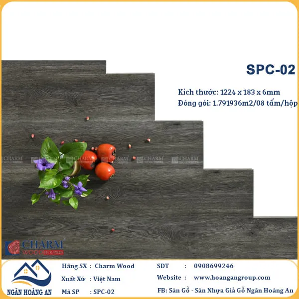 Sàn Nhựa Giả Gỗ Hèm Khóa Charm Wood SPC02