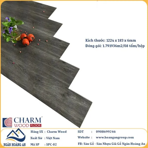Sàn Nhựa Giả Gỗ Hèm Khóa Charm Wood SPC02