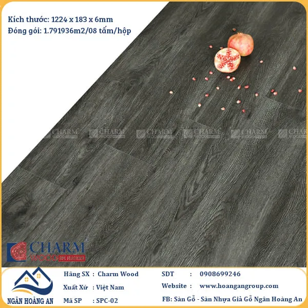 Sàn Nhựa Giả Gỗ Hèm Khóa Charm Wood SPC02