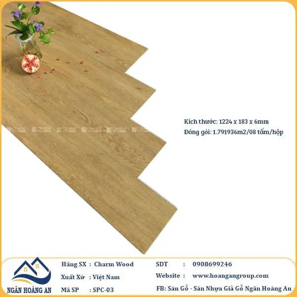 Sàn Nhựa Giả Gỗ Hèm Khóa Charm Wood SPC03