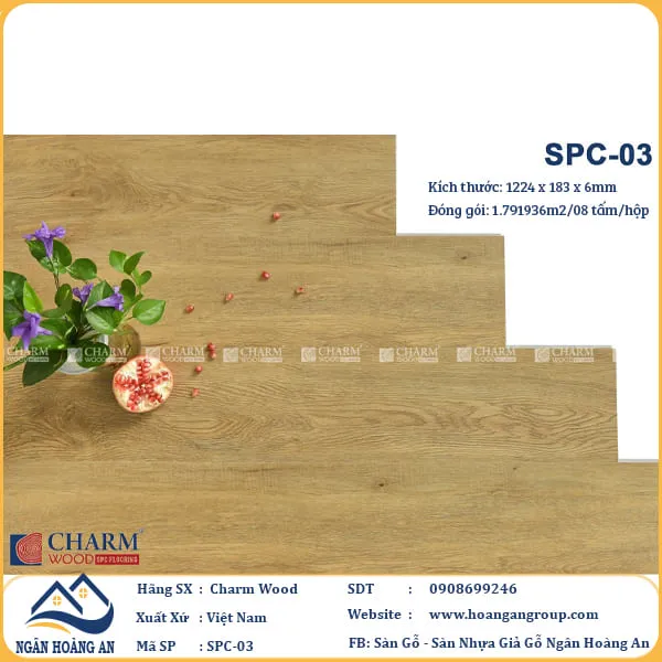 Sàn Nhựa Giả Gỗ Hèm Khóa Charm Wood SPC03